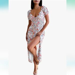 New AIMCOO Women's XXL Floral V-Neck Sleeveless Mini Dress – Boho Style Romantic